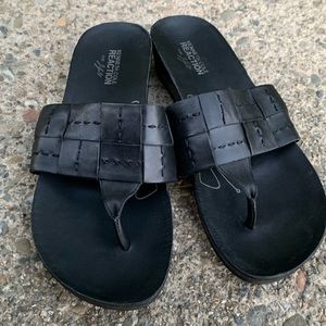 Kennet Cole Leather Slip-on Sandals  - EUC